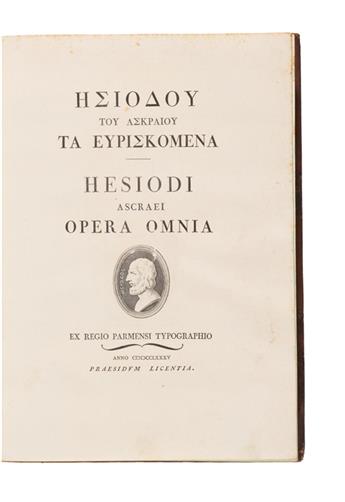 BODONI PRESS  HESIOD. Opera omnia. 1785